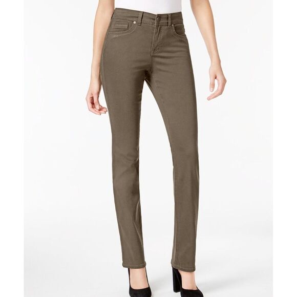 Style & Co Tummy-Control Straight-Leg Jea Deep Moss 4 - Picture 1 of 2